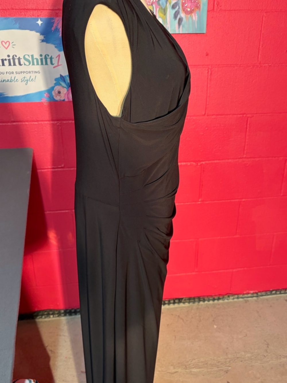 Lauren Ralph Lauren Black Beaded Shoulder Maxi Gown Size 14 Formal Dress - Picture 6 of 11